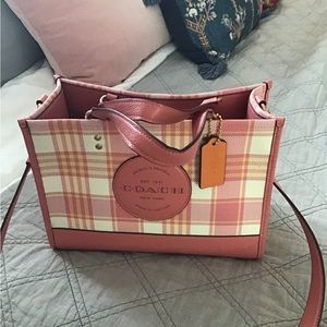Lightly used Pink plaid Coach bag